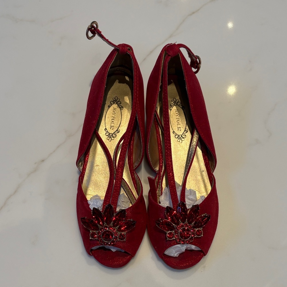 Joyfolie Red Dress Shoes with Embellishments